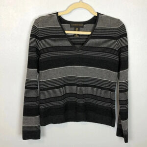 Classiques Entier Women’s M 100%Pure Wool Stripe V-Neck Sweater